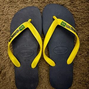 Havaianas Yellow and Blue Flip Flops